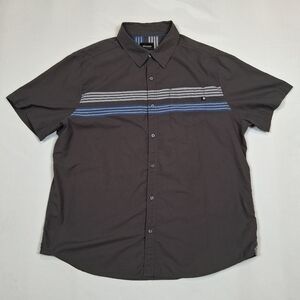 Marmot Short Sleeve Button Up Shirt Mens 2XL Grey/Blue Canvas Granola Core Y2k